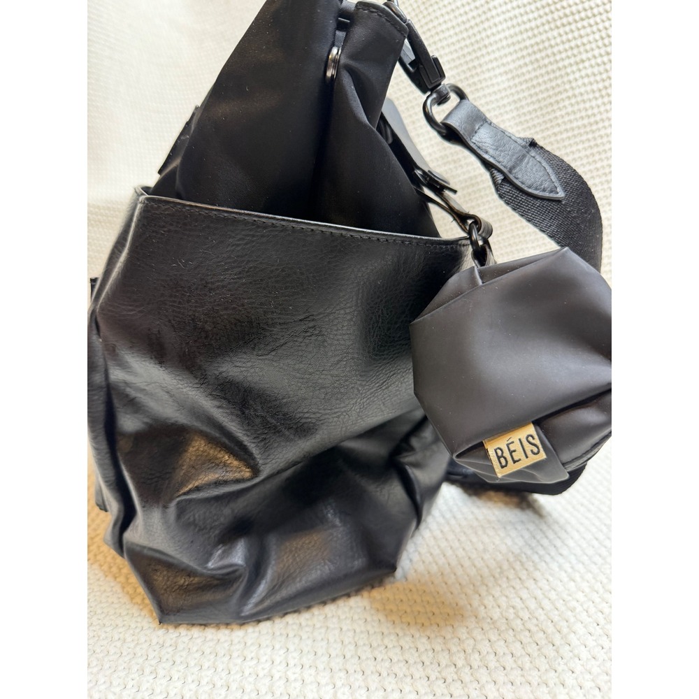 BEIS Diaper Bag Black Nylon Vegan Leather Tote Travel Baby Bag with Accessories - Picture 4 of 8